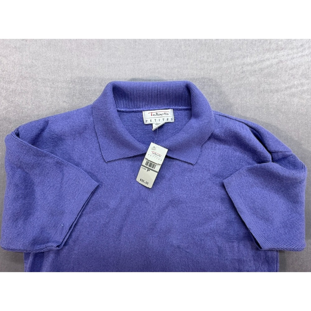 NWT Talbots Petites Women 100% Cotton Sweater Blue Made in USA Size Petite - Picture 6 of 12